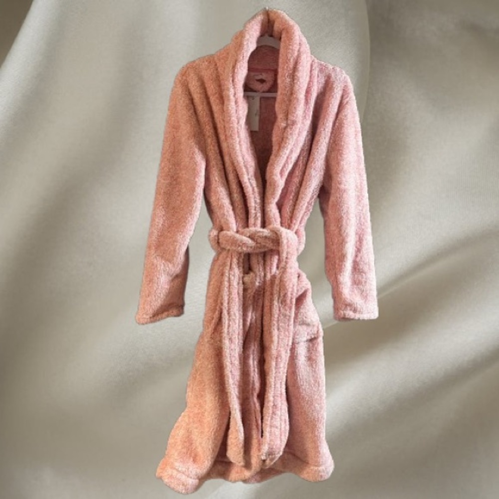 Plush Shawl-Collar Bathrobe in Dusty Rose - Women's Cozy Robe